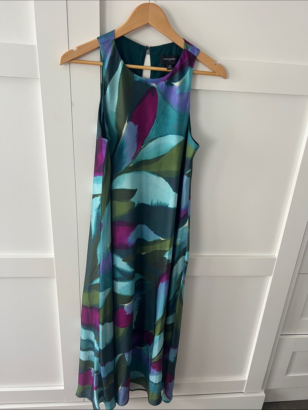 Banana Republic Teal, Aqua & Purple Abstract Maxi Dress